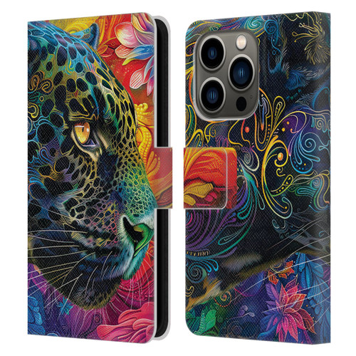 Michael David Ward Animals Wild Tapestry Leather Book Wallet Case Cover For Apple iPhone 14 Pro