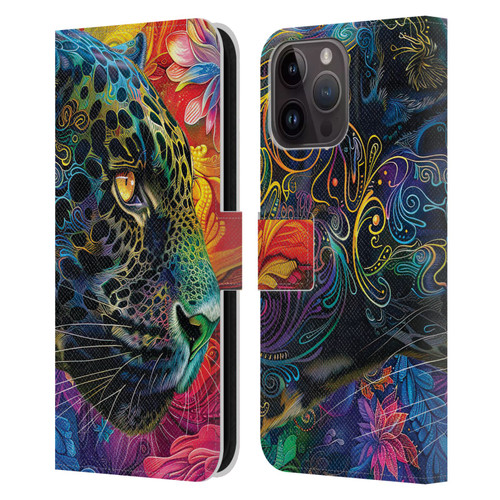 Michael David Ward Animals Wild Tapestry Leather Book Wallet Case Cover For Apple iPhone 15 Pro Max