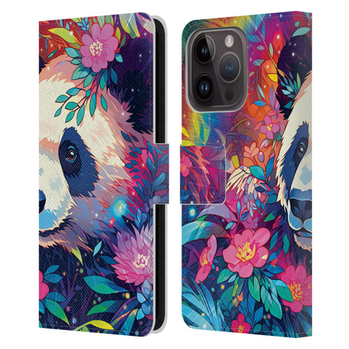 Michael David Ward Animals Panda Leather Book Wallet Case Cover For Apple iPhone 15 Pro