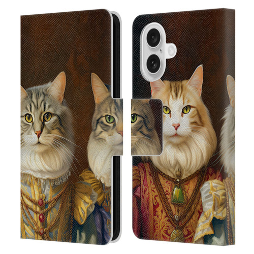 Michael David Ward Animals Fancy Cats Leather Book Wallet Case Cover For Apple iPhone 16