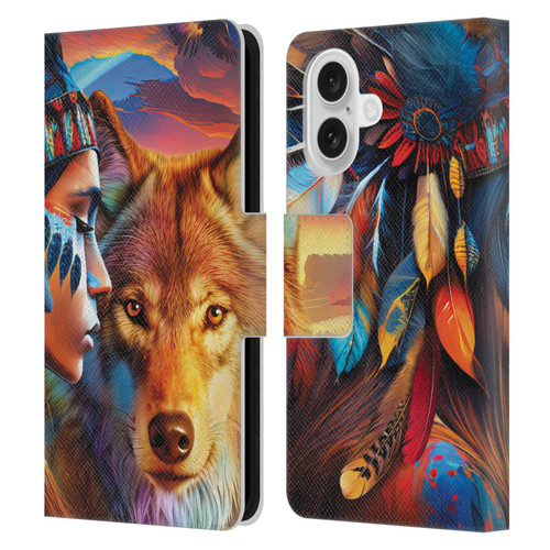Michael David Ward Animals Wolf Leather Book Wallet Case Cover For Apple iPhone 16