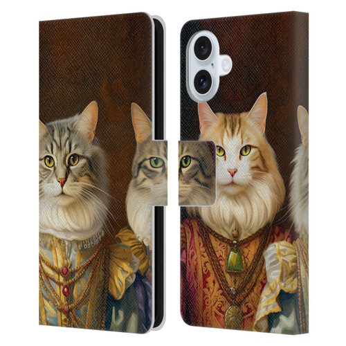 Michael David Ward Animals Fancy Cats Leather Book Wallet Case Cover For Apple iPhone 16 Plus