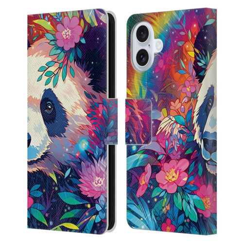 Michael David Ward Animals Panda Leather Book Wallet Case Cover For Apple iPhone 16 Plus