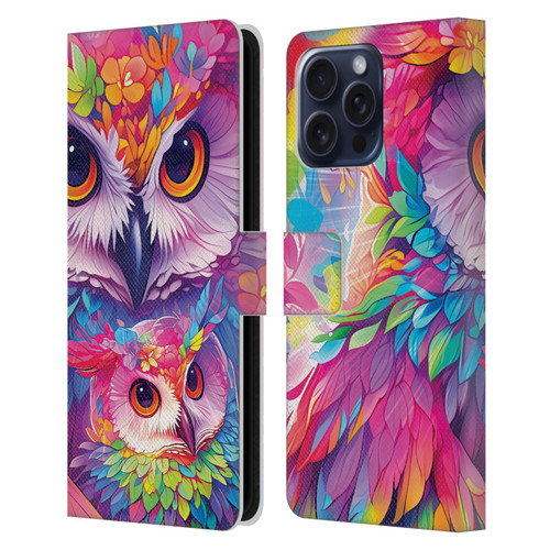 Michael David Ward Animals Owl Love You Forever Leather Book Wallet Case Cover For Apple iPhone 16 Pro Max