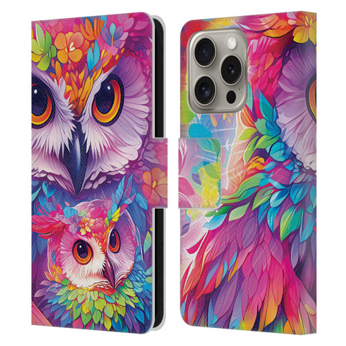 Michael David Ward Animals Owl Love You Forever Leather Book Wallet Case Cover For Apple iPhone 16 Pro