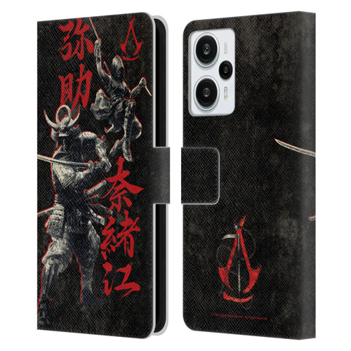 Assassin's Creed Shadows Graphics Yasuke Naoe Kanji Leather Book Wallet Case Cover For Xiaomi Redmi Note 12T
