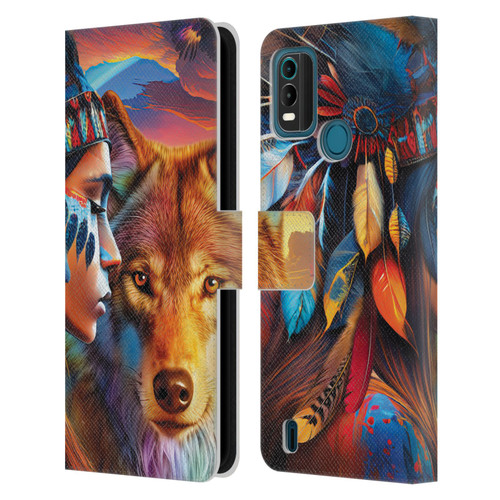 Michael David Ward Animals Wolf Leather Book Wallet Case Cover For Nokia G11 Plus