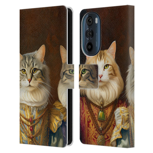 Michael David Ward Animals Fancy Cats Leather Book Wallet Case Cover For Motorola Edge 30