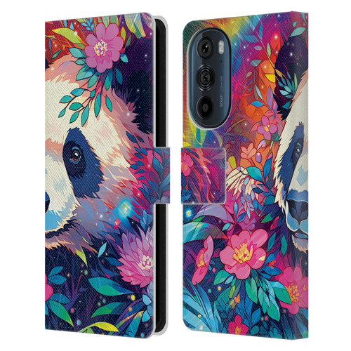 Michael David Ward Animals Panda Leather Book Wallet Case Cover For Motorola Edge 30
