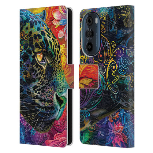 Michael David Ward Animals Wild Tapestry Leather Book Wallet Case Cover For Motorola Edge 30