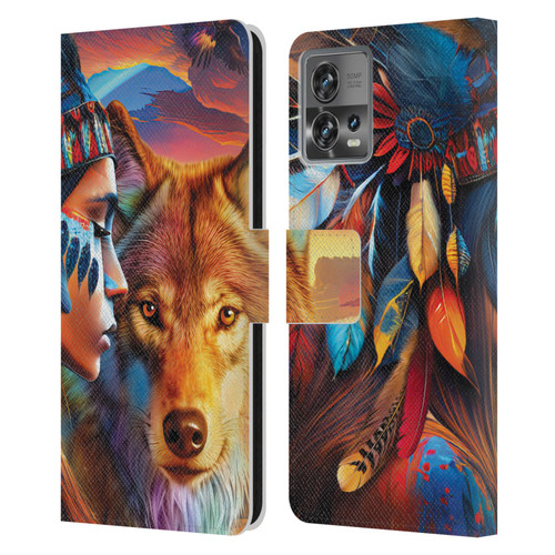 Michael David Ward Animals Wolf Leather Book Wallet Case Cover For Motorola Moto Edge 30 Fusion