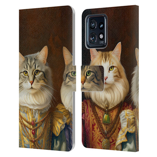 Michael David Ward Animals Fancy Cats Leather Book Wallet Case Cover For Motorola Moto Edge 40 Pro