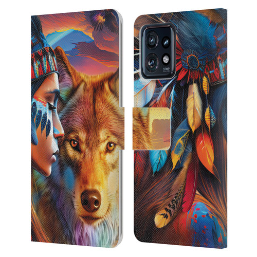 Michael David Ward Animals Wolf Leather Book Wallet Case Cover For Motorola Moto Edge 40 Pro