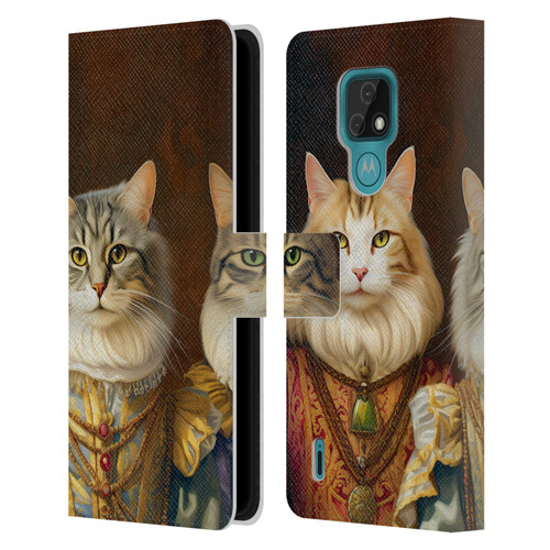 Michael David Ward Animals Fancy Cats Leather Book Wallet Case Cover For Motorola Moto E7