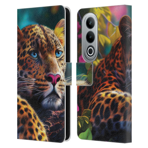 Michael David Ward Animals Reclining Leopard Leather Book Wallet Case Cover For OPPO OnePlus Ace 3V 5G