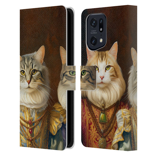 Michael David Ward Animals Fancy Cats Leather Book Wallet Case Cover For OPPO Find X5 Pro