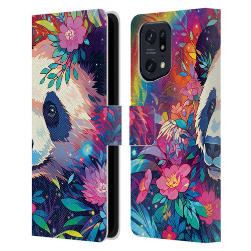 Michael David Ward Animals Panda Leather Book Wallet Case Cover For OPPO Find X5 Pro