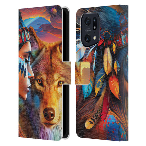 Michael David Ward Animals Wolf Leather Book Wallet Case Cover For OPPO Find X5 Pro