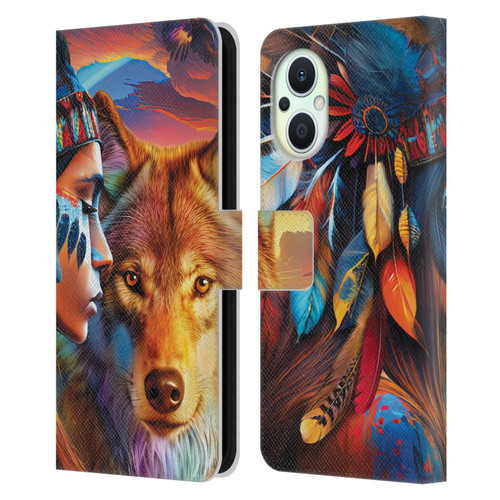 Michael David Ward Animals Wolf Leather Book Wallet Case Cover For OPPO Reno8 Lite