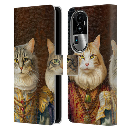 Michael David Ward Animals Fancy Cats Leather Book Wallet Case Cover For OPPO Reno10 Pro+