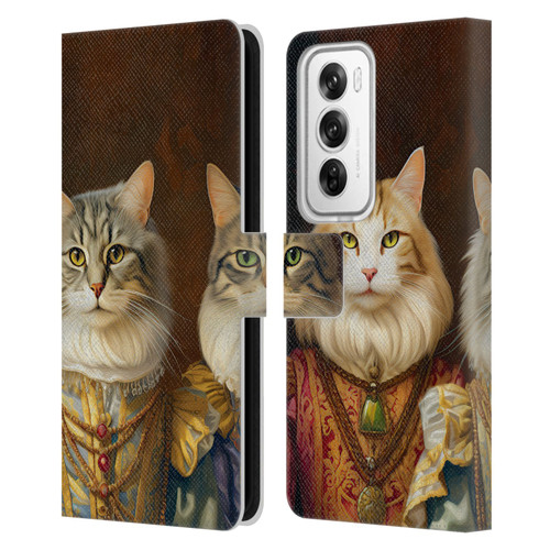 Michael David Ward Animals Fancy Cats Leather Book Wallet Case Cover For OPPO Reno12 Pro 5G