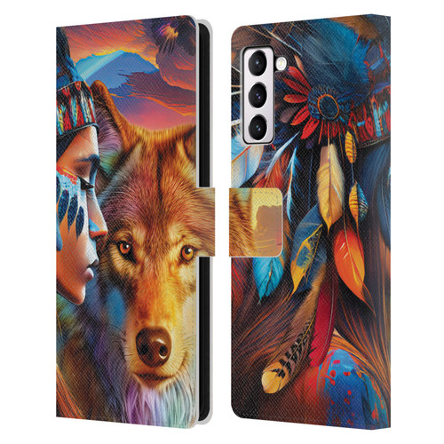 Michael David Ward Animals Wolf Leather Book Wallet Case Cover For Samsung Galaxy S21+ 5G