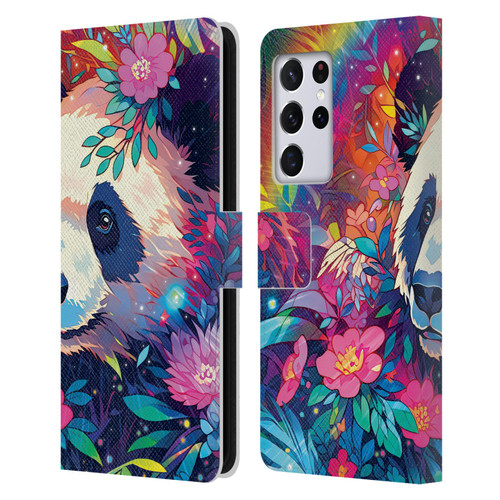 Michael David Ward Animals Panda Leather Book Wallet Case Cover For Samsung Galaxy S21 Ultra 5G