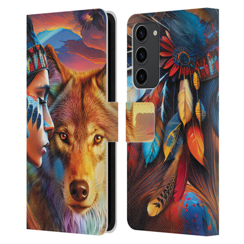Michael David Ward Animals Wolf Leather Book Wallet Case Cover For Samsung Galaxy S23+ 5G