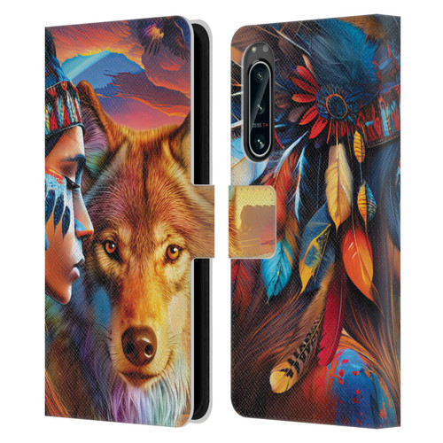 Michael David Ward Animals Wolf Leather Book Wallet Case Cover For Sony Xperia 5 IV