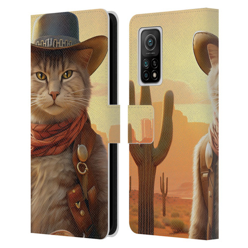 Michael David Ward Animals Kitty Cowboy Leather Book Wallet Case Cover For Xiaomi Mi 10T 5G