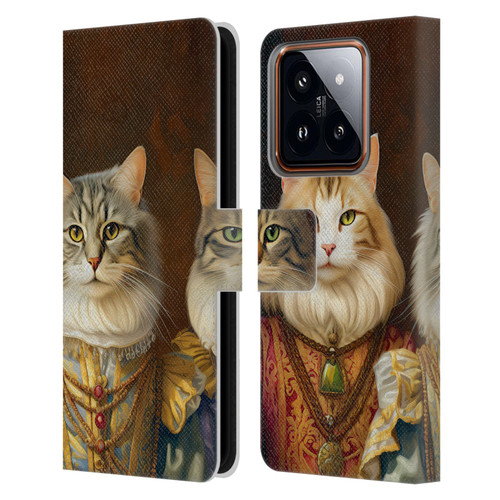 Michael David Ward Animals Fancy Cats Leather Book Wallet Case Cover For Xiaomi 14