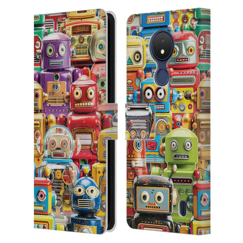 Michael David Ward Fantasy & Whimsical Toy Robots Leather Book Wallet Case Cover For Nokia C21