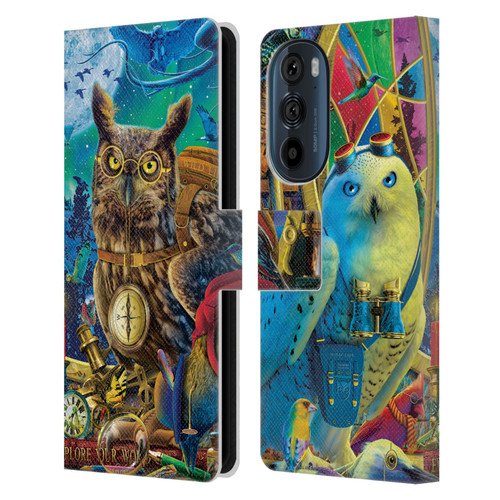 Michael David Ward Fantasy & Whimsical Explorers Leather Book Wallet Case Cover For Motorola Edge 30