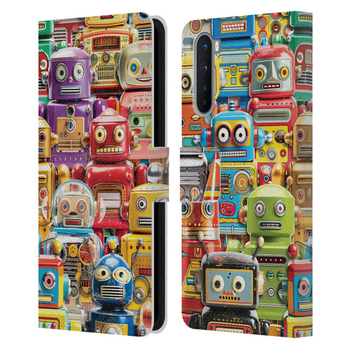 Michael David Ward Fantasy & Whimsical Toy Robots Leather Book Wallet Case Cover For OnePlus Nord 5G