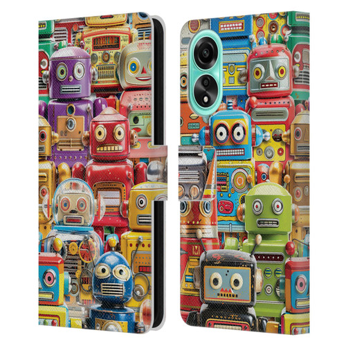 Michael David Ward Fantasy & Whimsical Toy Robots Leather Book Wallet Case Cover For OPPO A78 4G