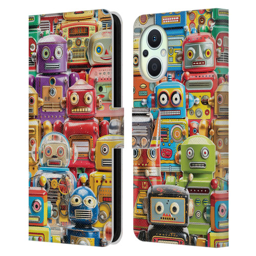 Michael David Ward Fantasy & Whimsical Toy Robots Leather Book Wallet Case Cover For OPPO Reno8 Lite