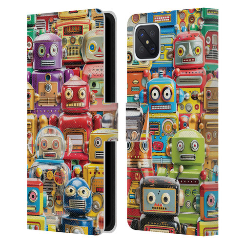 Michael David Ward Fantasy & Whimsical Toy Robots Leather Book Wallet Case Cover For OPPO Reno4 Z 5G