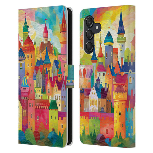 Michael David Ward Fantasy & Whimsical Fairy Tale Castles Leather Book Wallet Case Cover For Samsung Galaxy M55 5G