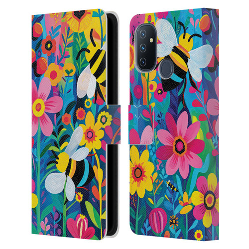 Michael David Ward Humor & Botanicals Bees and Flowers Leather Book Wallet Case Cover For OnePlus Nord N100