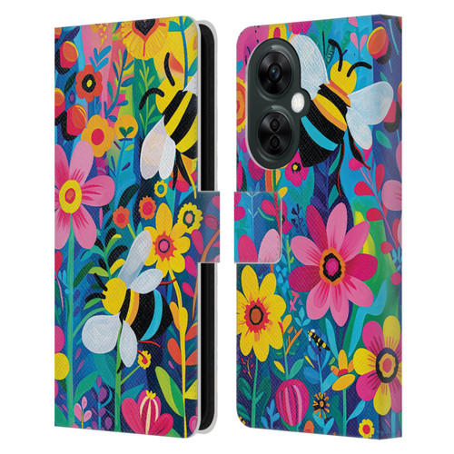 Michael David Ward Humor & Botanicals Bees and Flowers Leather Book Wallet Case Cover For OnePlus Nord CE 3 Lite 5G