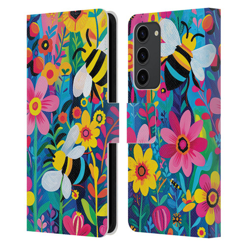 Michael David Ward Humor & Botanicals Bees and Flowers Leather Book Wallet Case Cover For Samsung Galaxy S23+ 5G