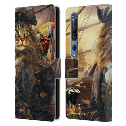 Michael David Ward Humor & Botanicals Captain Cat Leather Book Wallet Case Cover For Xiaomi Mi 10 5G / Mi 10 Pro 5G