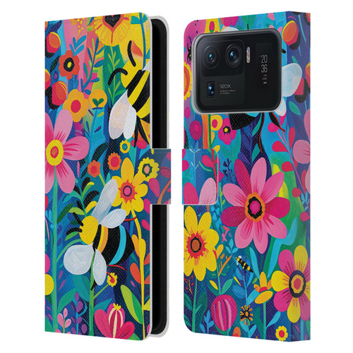 Michael David Ward Humor & Botanicals Bees and Flowers Leather Book Wallet Case Cover For Xiaomi Mi 11 Ultra