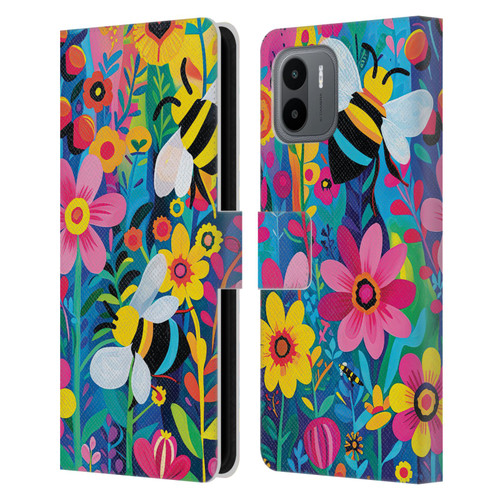 Michael David Ward Humor & Botanicals Bees and Flowers Leather Book Wallet Case Cover For Xiaomi Redmi A2