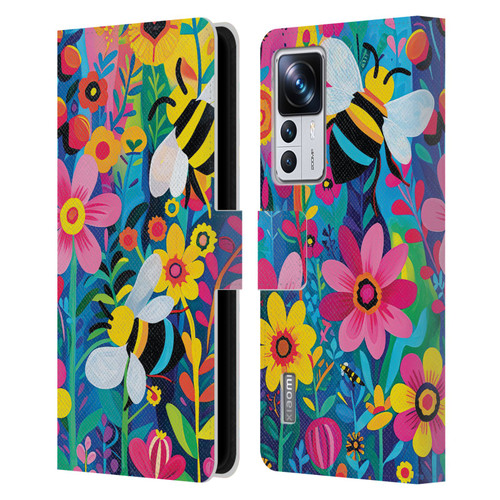 Michael David Ward Humor & Botanicals Bees and Flowers Leather Book Wallet Case Cover For Xiaomi 12T Pro