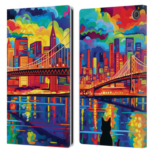 Michael David Ward Psychedelic Art Midnight In San Francisco Leather Book Wallet Case Cover For Amazon Fire Max 11 2023
