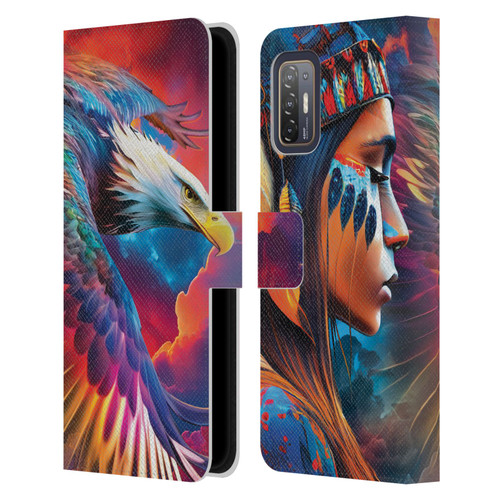 Michael David Ward Psychedelic Art Eagle Leather Book Wallet Case Cover For HTC Desire 21 Pro 5G