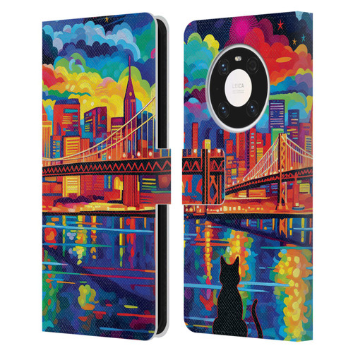 Michael David Ward Psychedelic Art Midnight In San Francisco Leather Book Wallet Case Cover For Huawei Mate 40 Pro 5G
