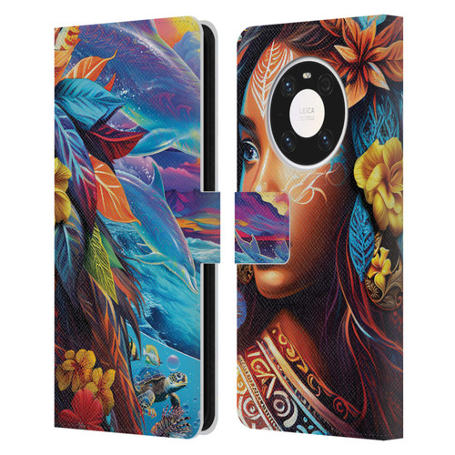 Michael David Ward Psychedelic Art Ocean Spirit Leather Book Wallet Case Cover For Huawei Mate 40 Pro 5G