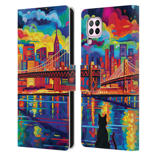 Michael David Ward Psychedelic Art Midnight In San Francisco Leather Book Wallet Case Cover For Huawei Nova 6 SE / P40 Lite